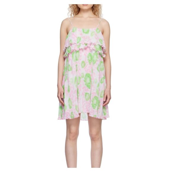 GANNI Patterned Georgette Mini Dress NWT Sz‎ 38 (US 6) - Picture 1 of 6